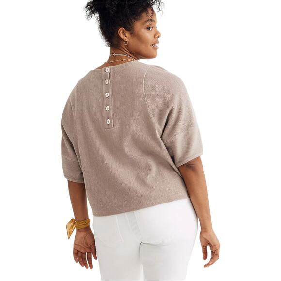 Madewell Womens XXS Ottoman Jacquard Button-Back Top Brown - Picture 3 of 9